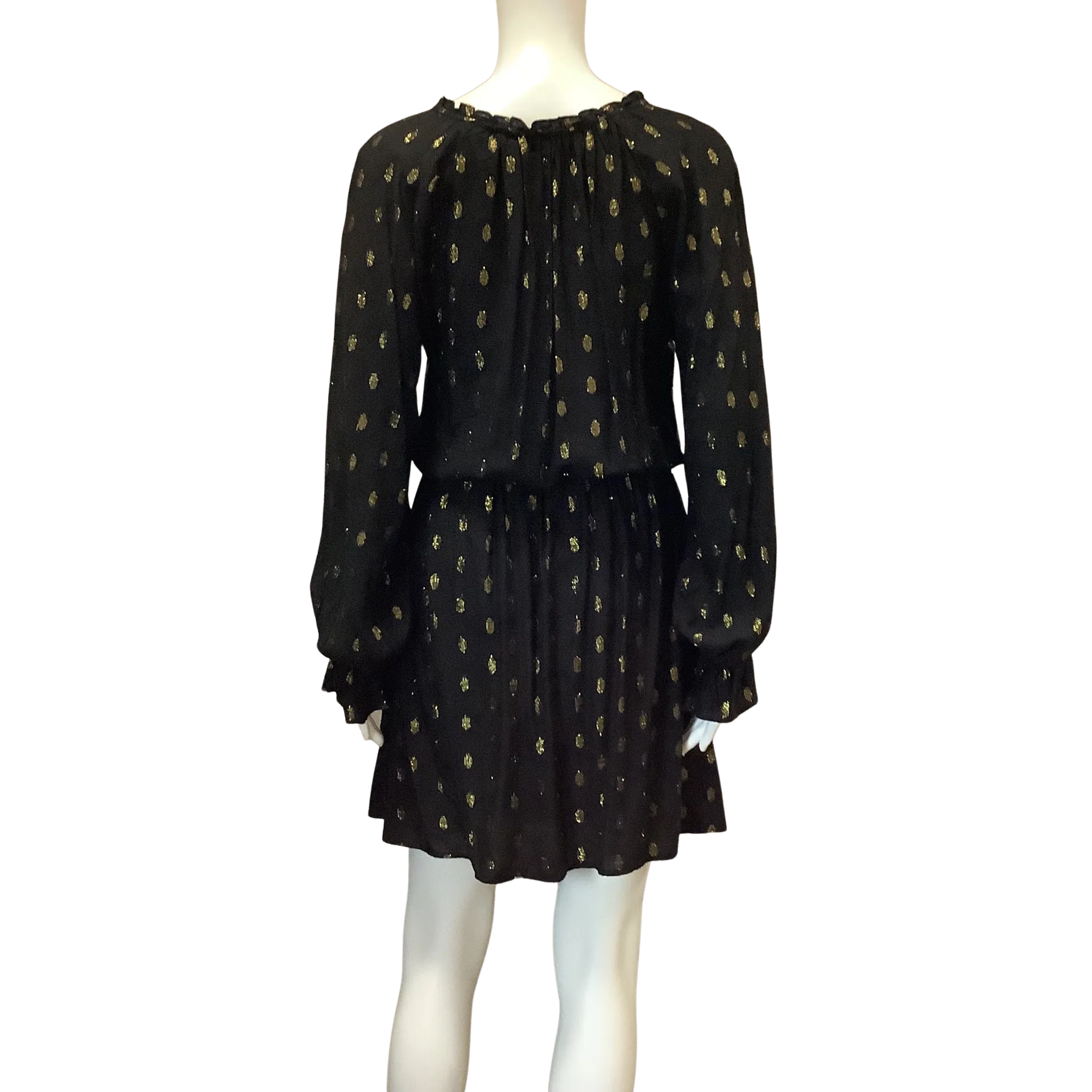 Sparkz Women's Dress Blk/Gold Peasant Mini Size: S