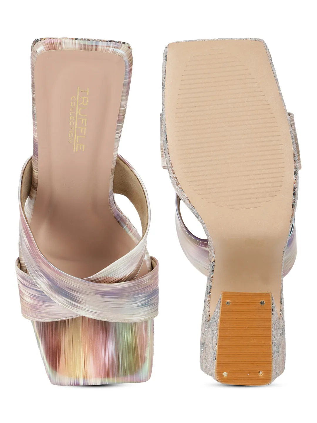 White Holographic Wide Strap Platform Mules (TC-MSI-V-111-WHT)