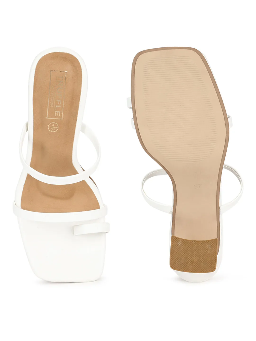 White PU Strappy Curved Block Heel Mules (TC-SLC-A6-WHT)