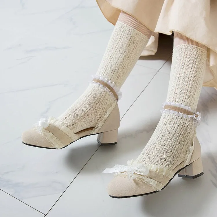 Women's Lace Knot Ankle Strap Block Heel Sandals