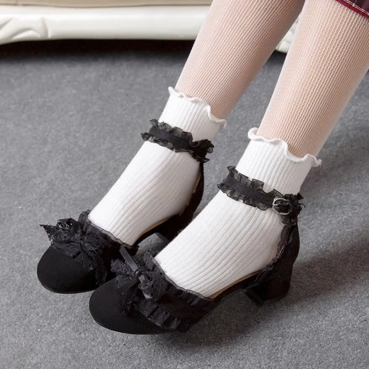 Women's Lace Knot Ankle Strap Block Heel Sandals