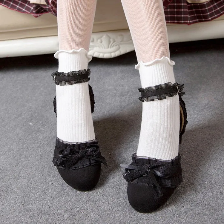 Women's Lace Knot Ankle Strap Block Heel Sandals