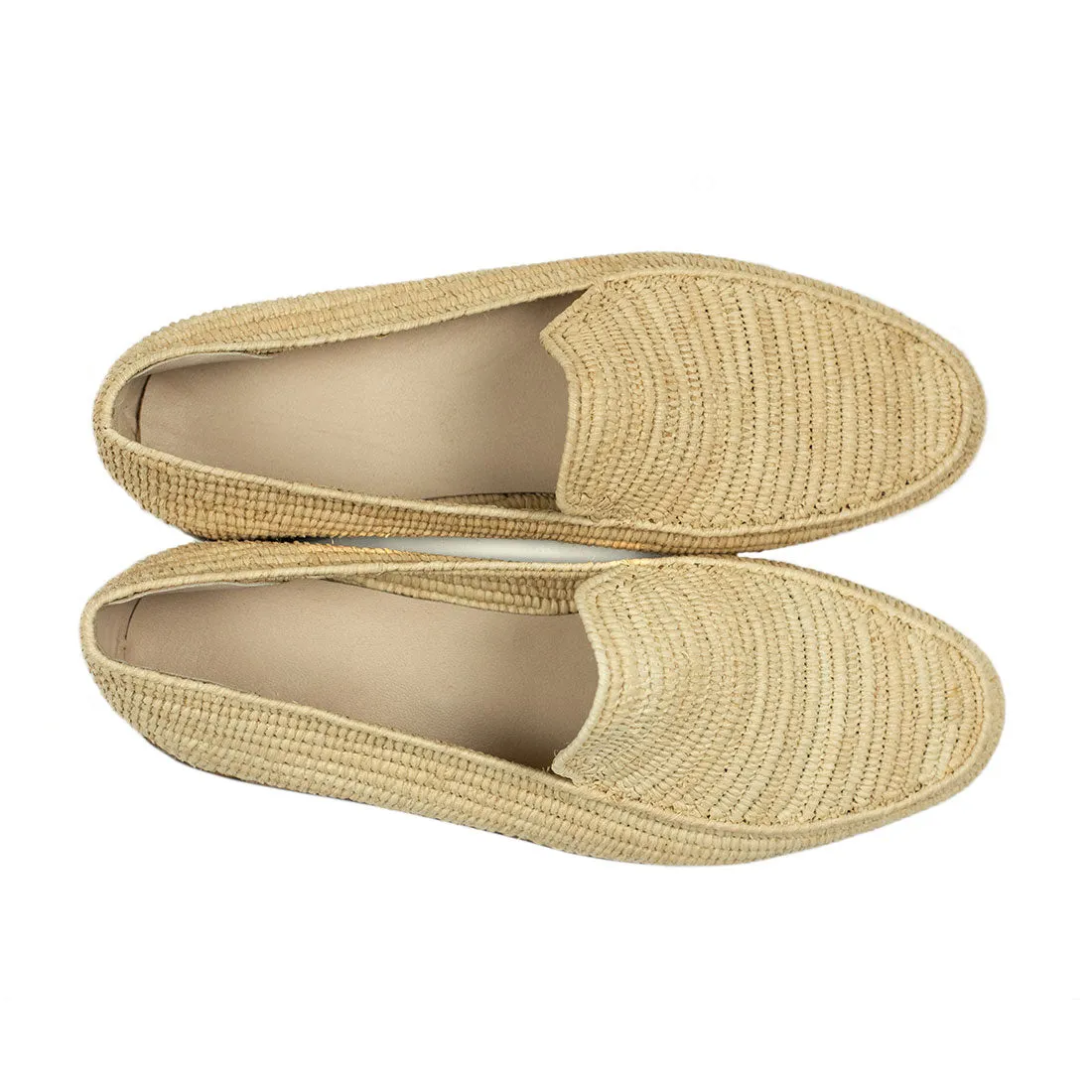 x El Karti: handmade Moroccan raffia moccasin loafers, natural