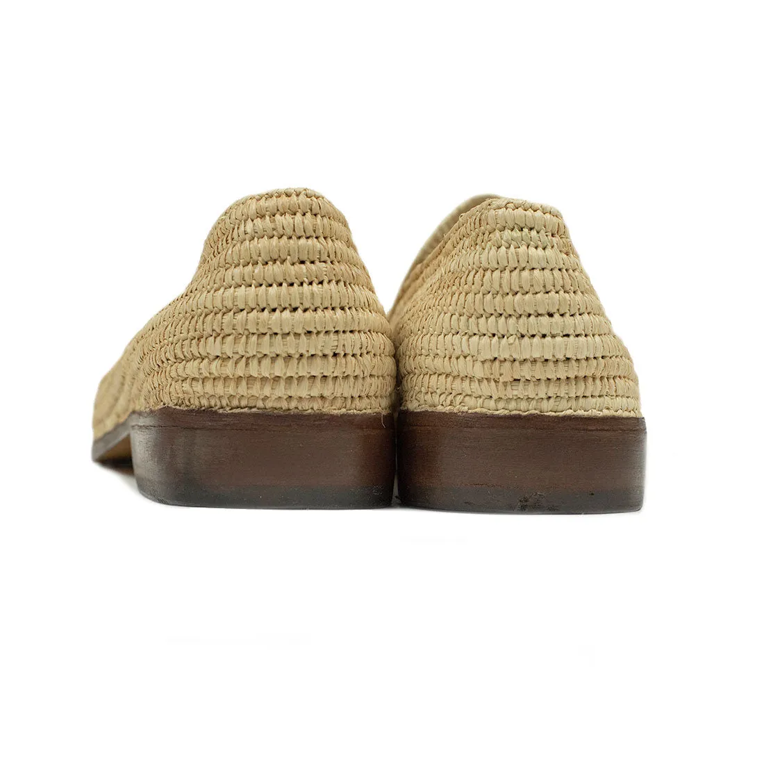 x El Karti: handmade Moroccan raffia moccasin loafers, natural