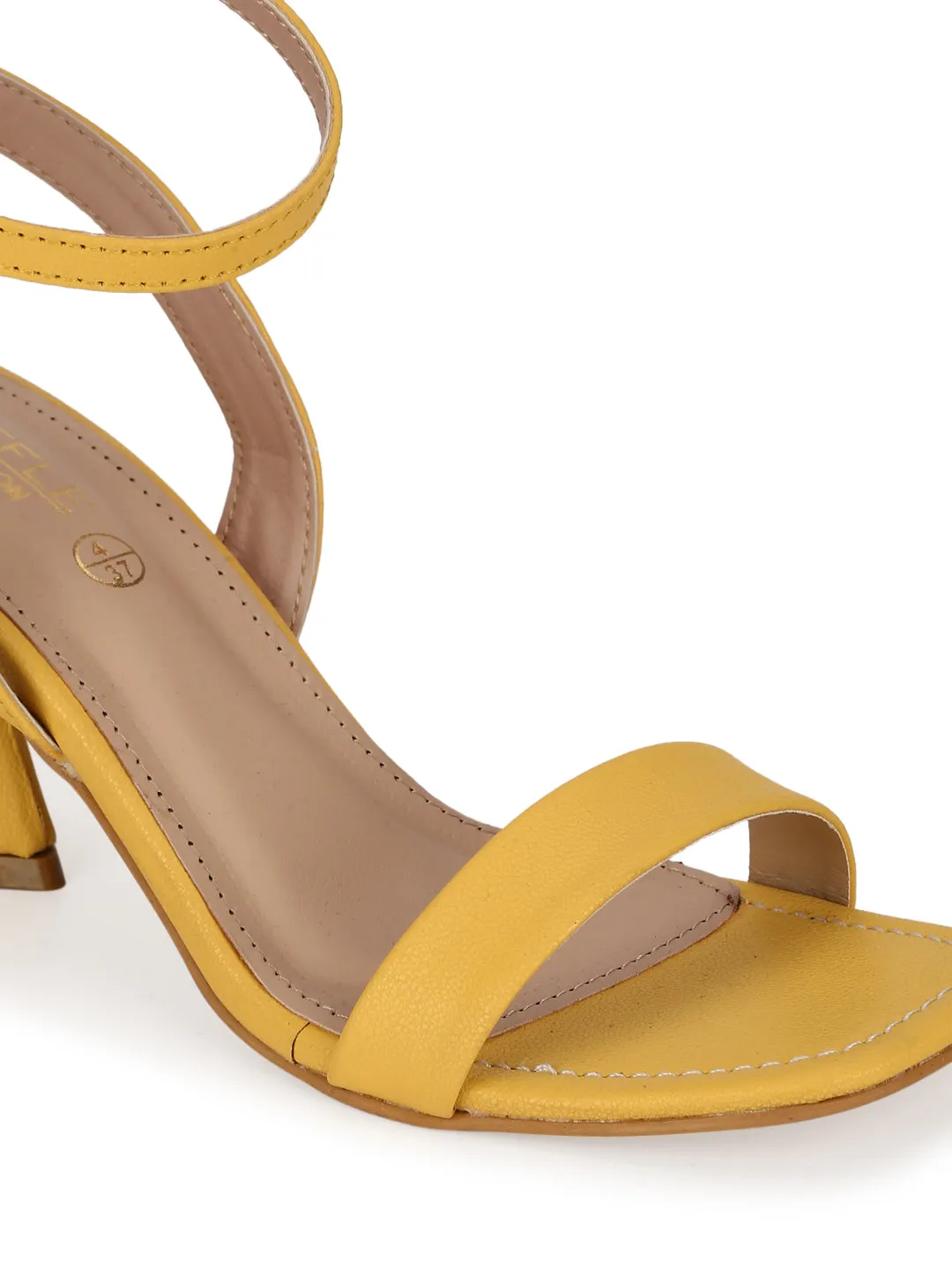 Yellow PU Triangular Heel Sandals (TC-SLC-B-79-YEL)